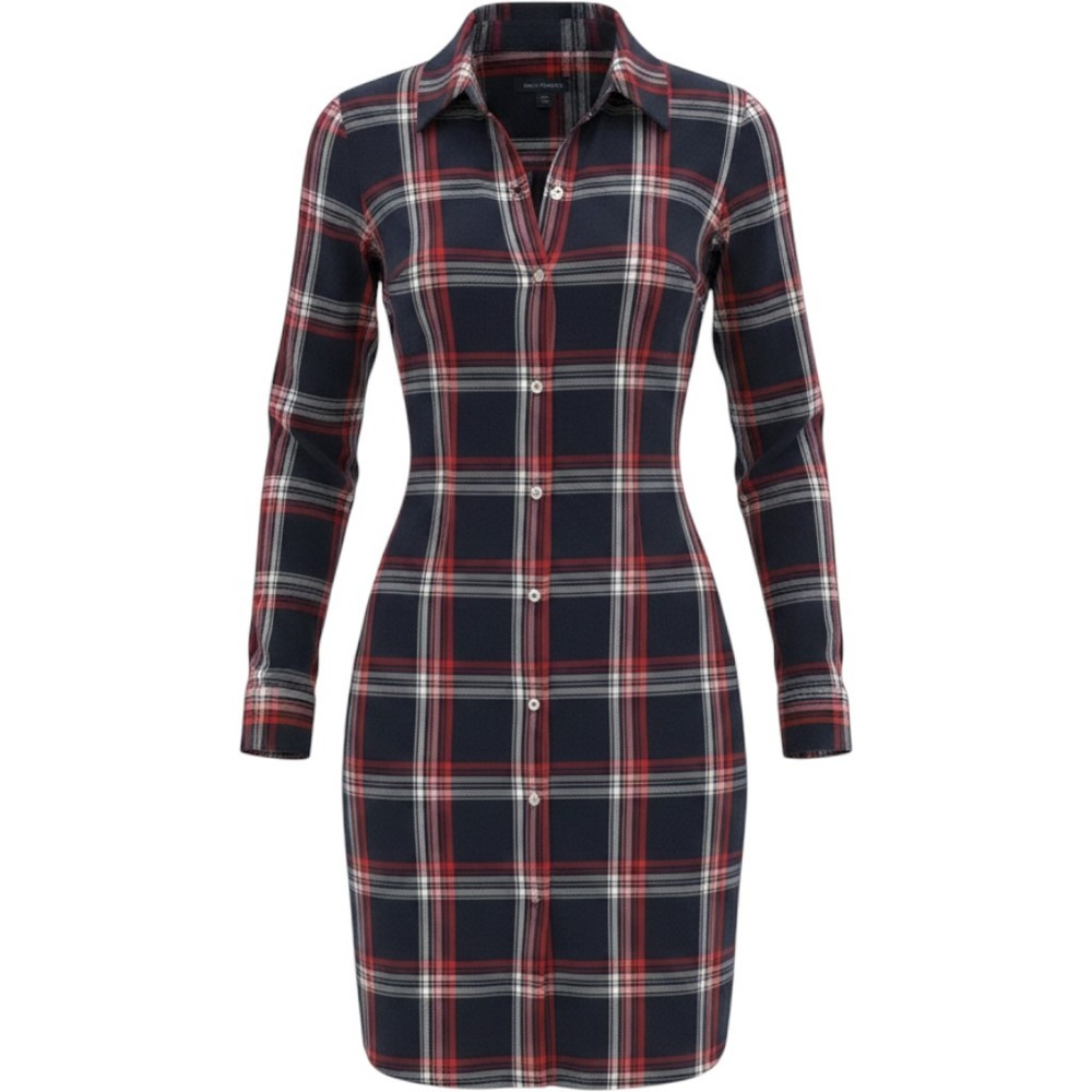 WOMENS XXS TOMMY SLEEVELESS PLAID BUTTON-UP SHIRT DRESS MULTI